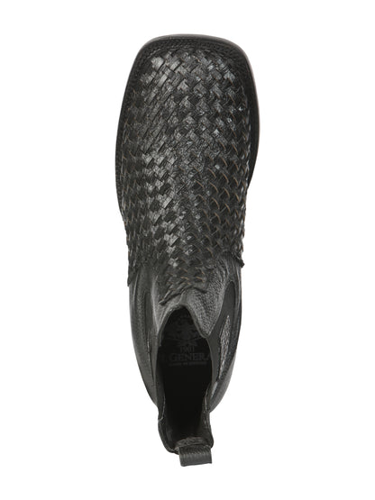 El General Men’s Wide Square Toe Black Petatillo Woven Ankle Boots 45181