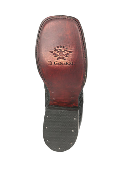 El General Men’s Wide Square Toe Black Petatillo Woven Ankle Boots 45181