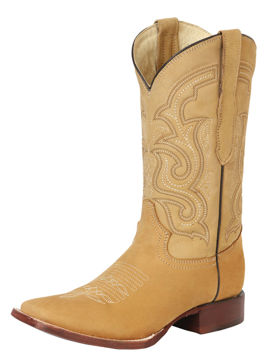 El General Men’s Square Toe Cowboy Rodeo Boot – Nubuck Leather - Honey 45204