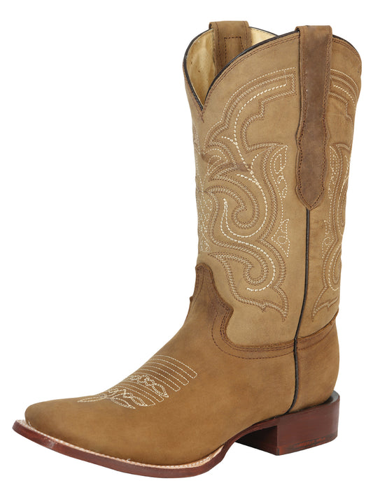 El General Men's Narrow Square Toe Cowbot Rodeo Boot – Crazy Leather - Cappuccino 45206