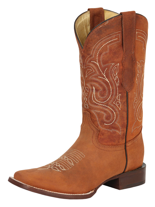 El General Men's Narrow Square Toe Cowboy Rodeo Boot – Crazy Leather - Cognac 45208