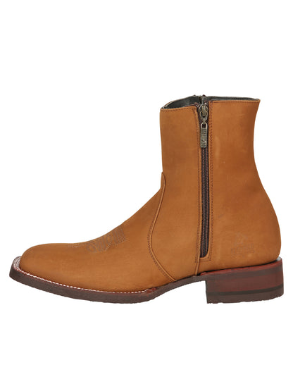 El Canelo Men’s Square Toe Ankle Boots Botines- Nubuck Taupe 45212