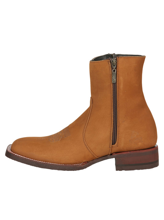El Canelo Men’s Square Toe Ankle Boots Botines- Nubuck Taupe 45212