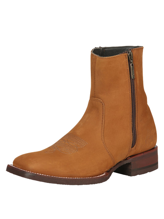 El Canelo Men’s Square Toe Ankle Boots Botines- Nubuck Taupe 45212