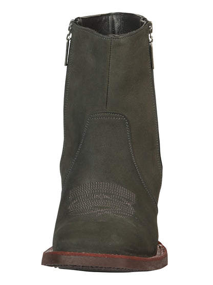 El Canelo Men’s Square Toe Ankle Boots Botines - Nubuck Gray 45213