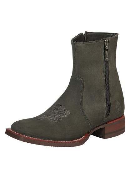 El Canelo Men’s Square Toe Ankle Boots Botines - Nubuck Gray 45213