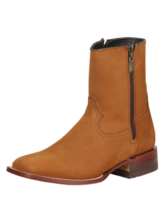 El Canelo Men’s Square Toe Ankle Boots - Nubuck Taupe 45215