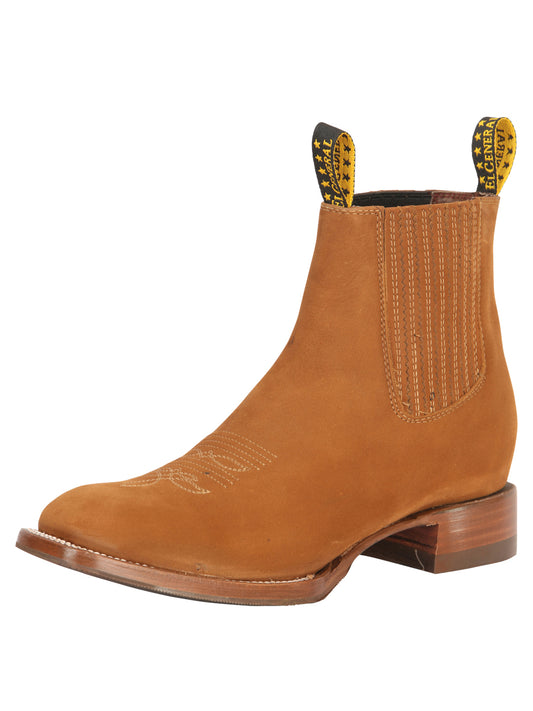 El General Men’s Square Toe Ankle Chelsea Boots Botines- Nubuck Oro Viejo 45337