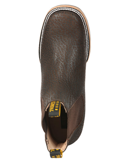 El General Men’s Square Toe Ankle Chelsea Boots Botines- Bull Neck Leather Moka 45341