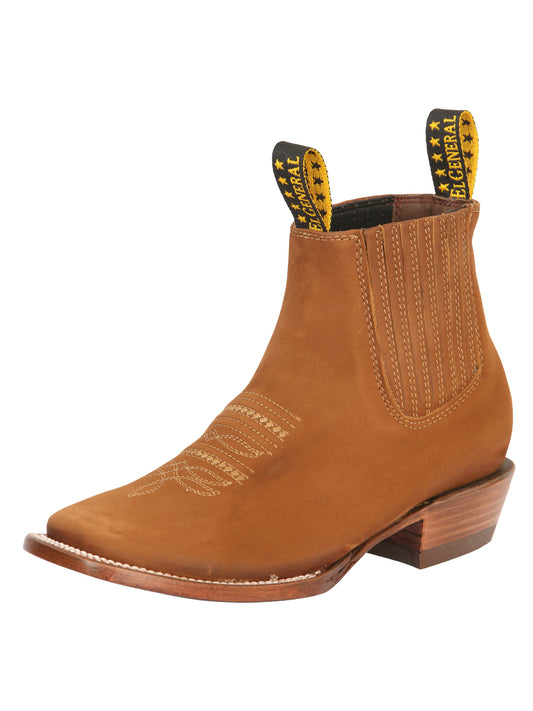 El General Women's Ankle/Chelsea Boots - Botin Charro de Dama- Nobuck Oro Viejo 45347