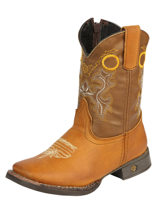 El General Kids Square Toe Rodeo Cowboy Boots - Honey 45389