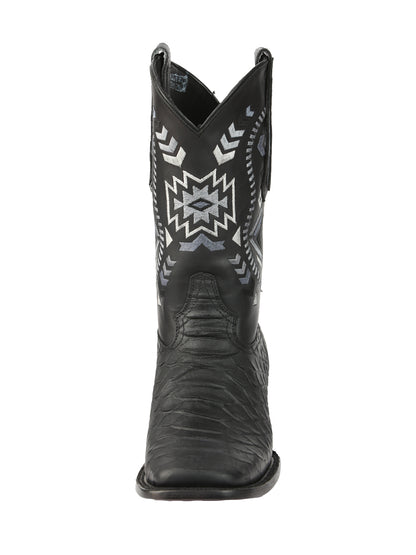 El General Men’s Black Python Print Cowboy Boots 45398