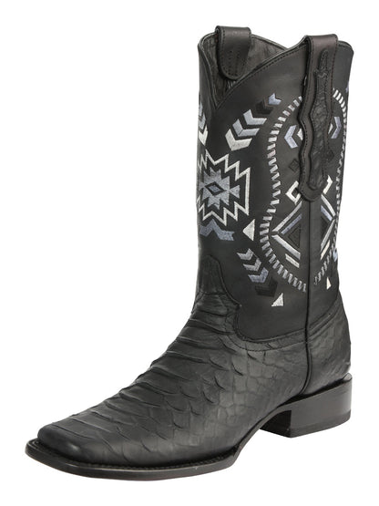 El General Men’s Black Python Print Cowboy Boots 45398