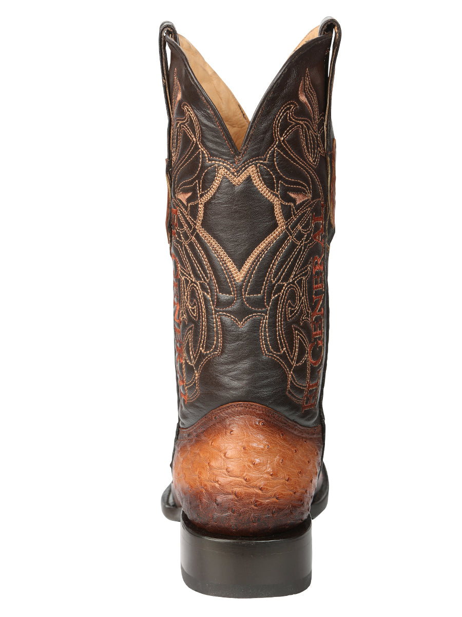 El General Men's Exotic Ostrich Cowboy Boots - Cognac 45517