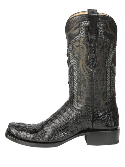 El General Men's Exotic Caiman Hornback Cowboy Boots - Black 45521