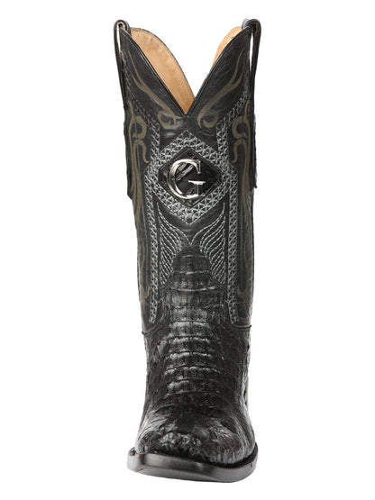 El General Men's Exotic Caiman Hornback Cowboy Boots - Black 45521