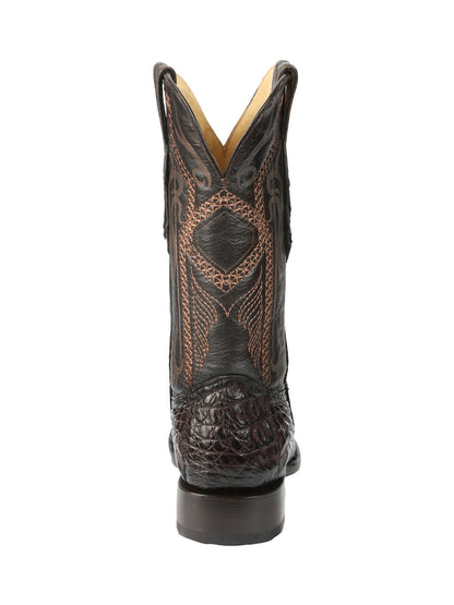 El General Men's Exotic Caiman Horbback Cowboy Boots - Brown 45522