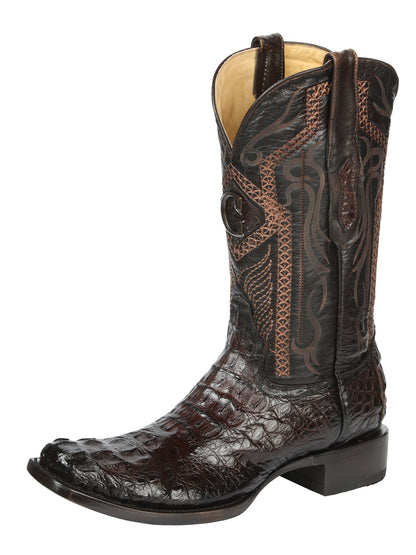 El General Men's Exotic Caiman Horbback Cowboy Boots - Brown 45522