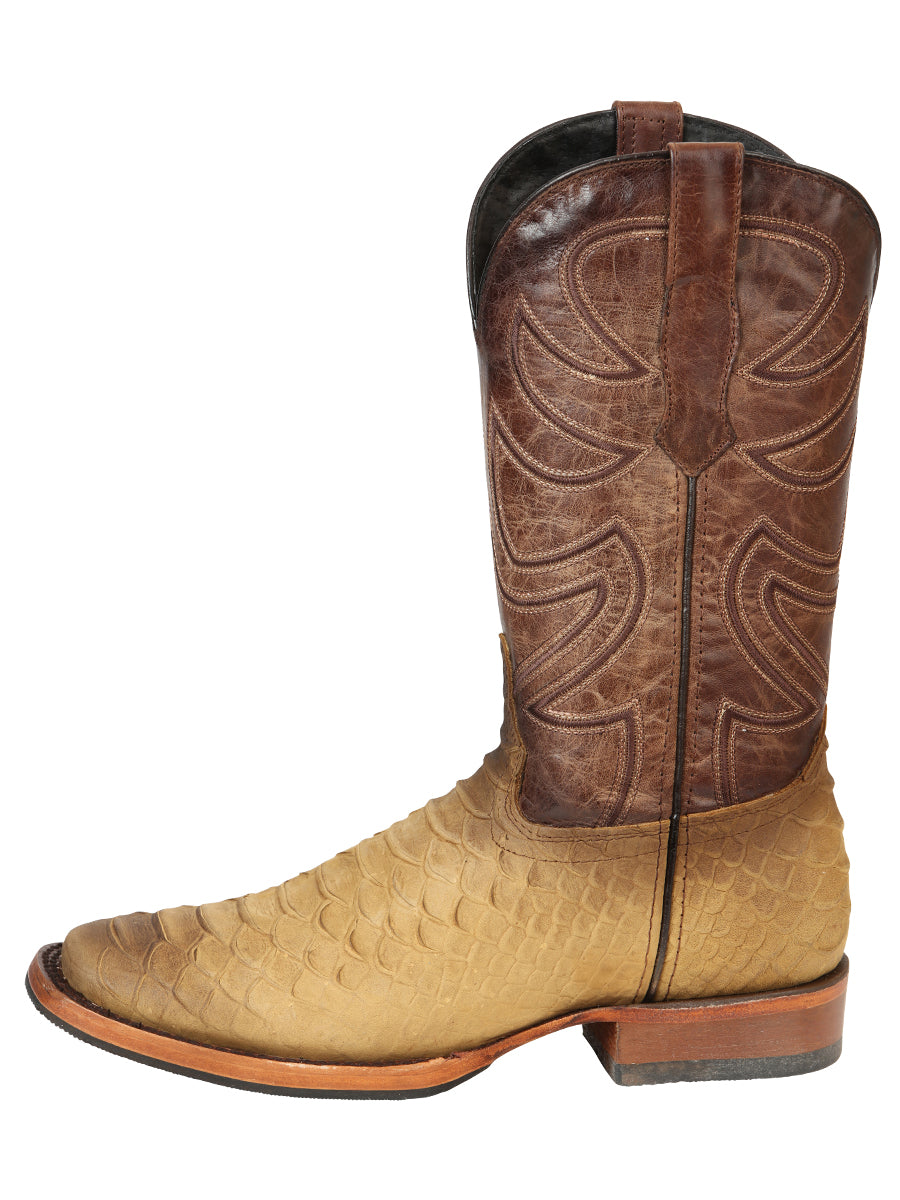 El General Men’s 100% Leather Cowboy Rodeo Boot - Honey Python Print 45563