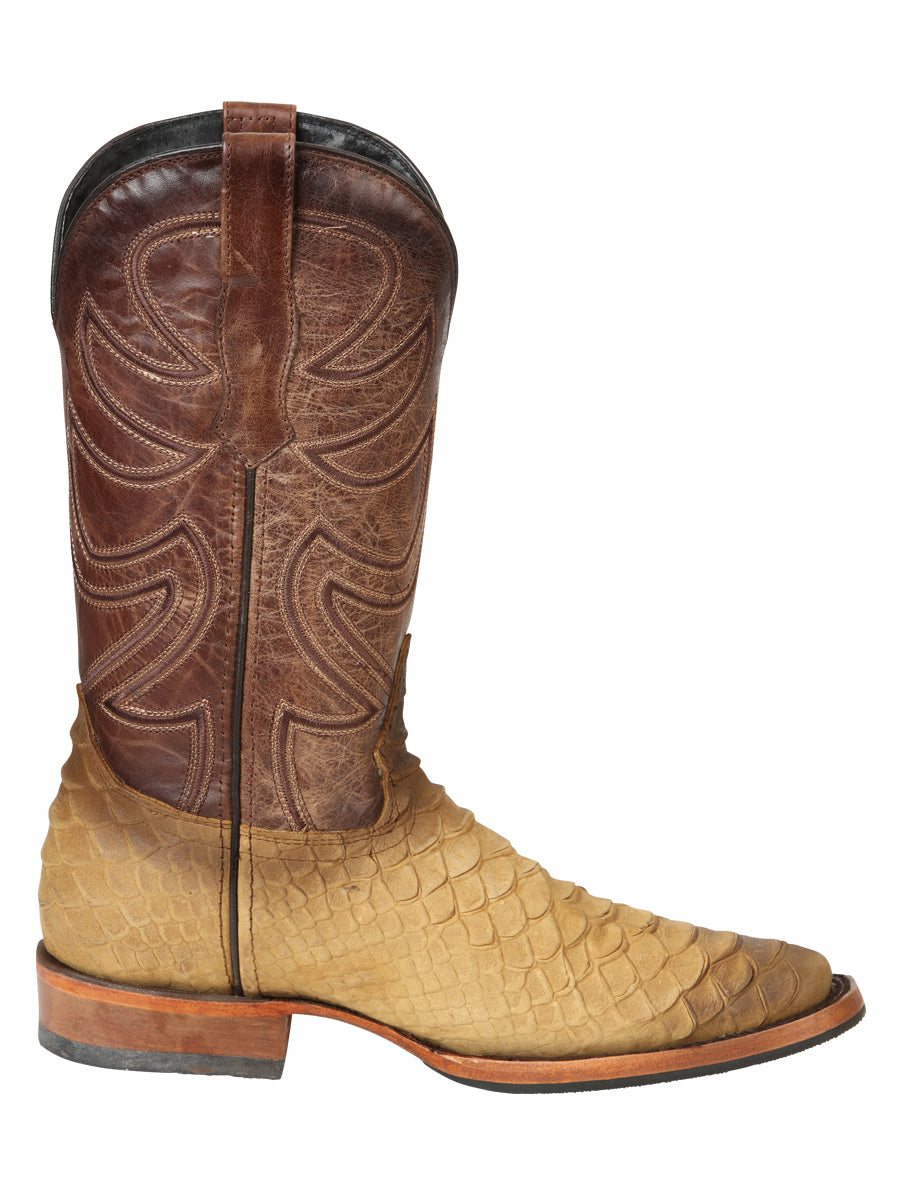 El General Men’s 100% Leather Cowboy Rodeo Boot - Honey Python Print 45563
