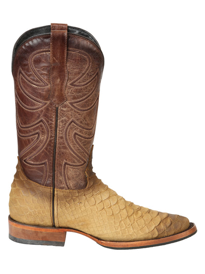 El General Men’s 100% Leather Cowboy Rodeo Boot - Honey Python Print 45563