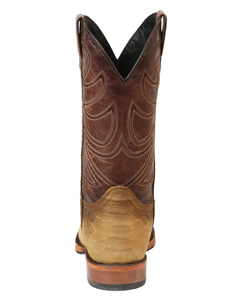 El General Men’s 100% Leather Cowboy Rodeo Boot - Honey Python Print 45563
