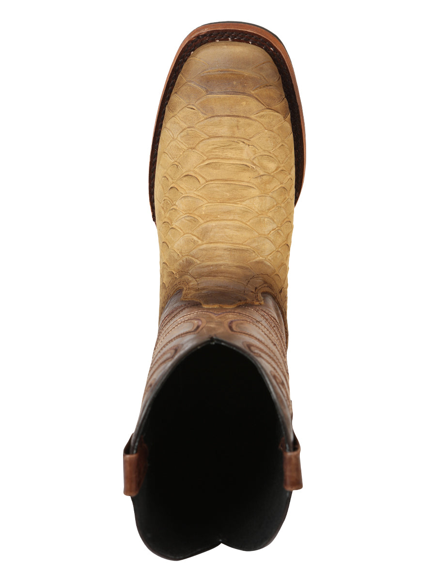 El General Men’s 100% Leather Cowboy Rodeo Boot - Honey Python Print 45563