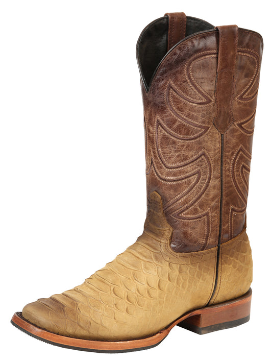 El General Men’s 100% Leather Cowboy Rodeo Boot - Honey Python Print 45563