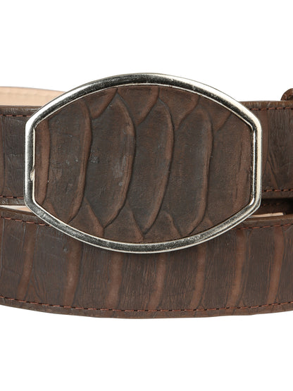 El General Men's Western Cowboy Leather Belt - Python  Brown 45570