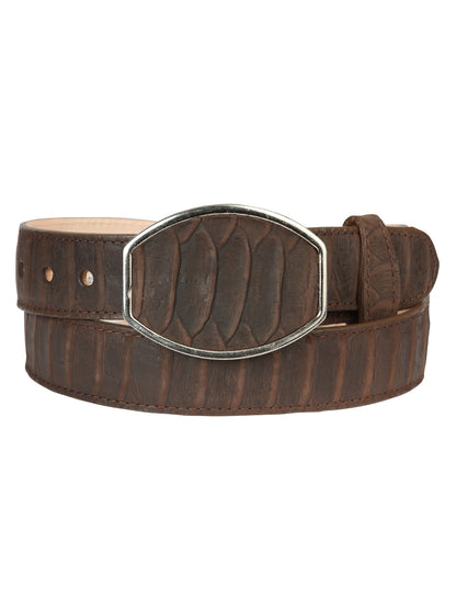 El General Men's Western Cowboy Leather Belt - Python  Brown 45570