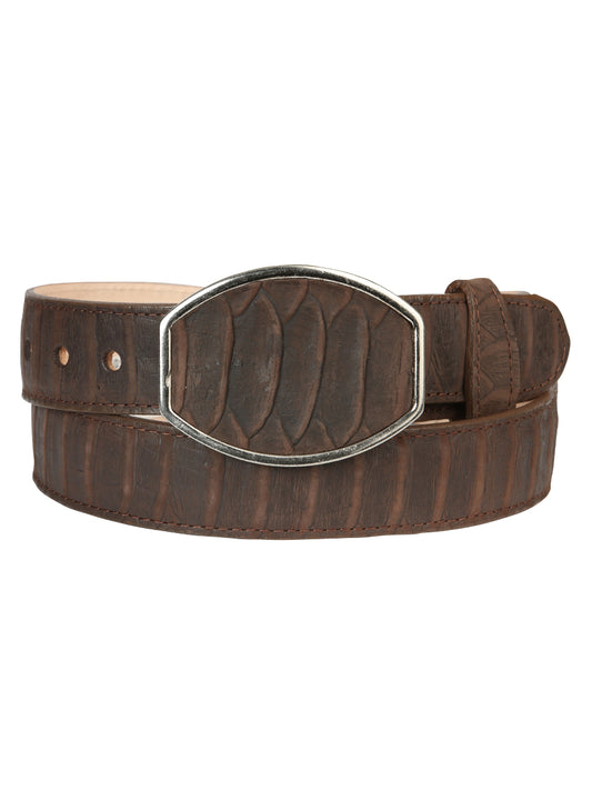 El General Men's Western Cowboy Leather Belt - Python  Brown 45570