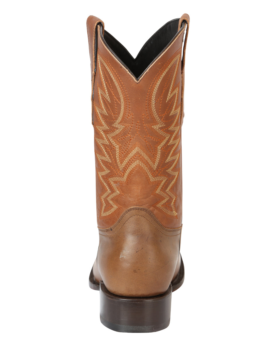 El General Men’s Square Toe Cowboy Rodeo Boots - Brown 45580