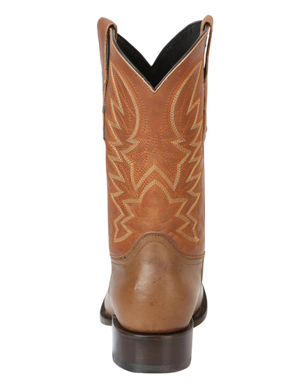 El General Men’s Square Toe Cowboy Rodeo Boots - Brown 45580