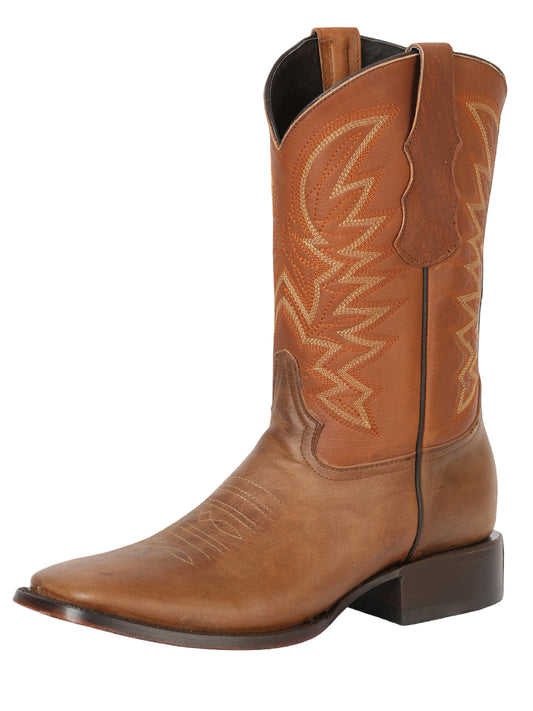 El General Men’s Square Toe Cowboy Rodeo Boots - Brown 45580
