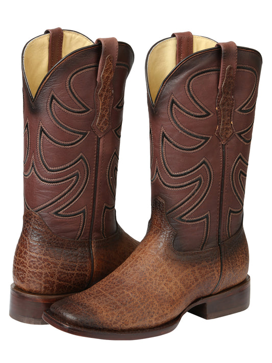 Men’s El General Square Toe Cowboy Rodeo Boots - Tobacco Elephant Print 45665