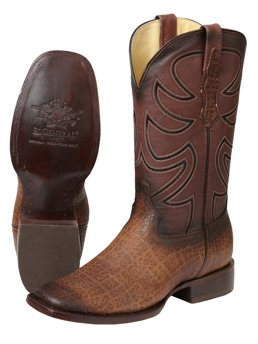 Men’s El General Square Toe Cowboy Rodeo Boots - Tobacco Elephant Print 45665