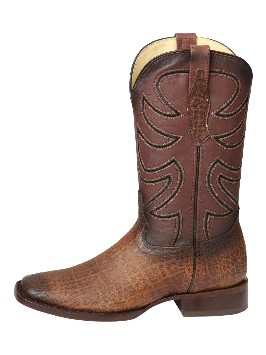 Men’s El General Square Toe Cowboy Rodeo Boots - Tobacco Elephant Print 45665