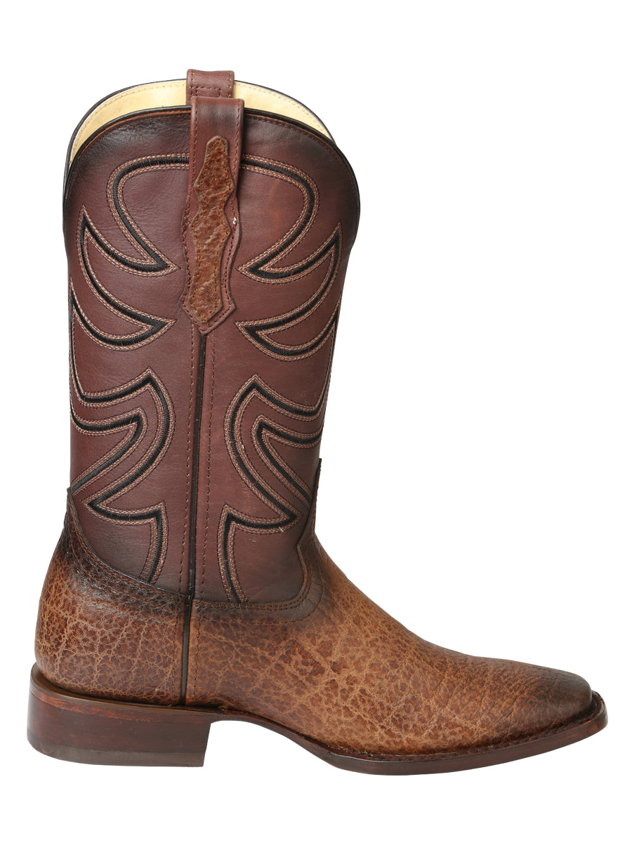 Men’s El General Square Toe Cowboy Rodeo Boots - Tobacco Elephant Print 45665