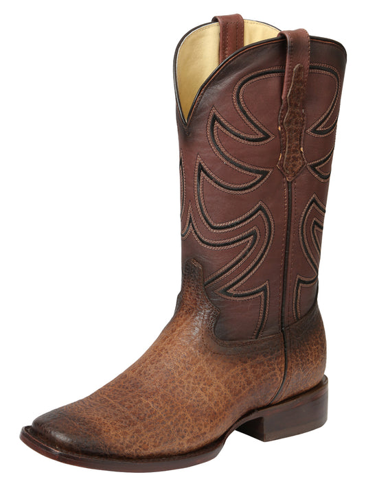 Men’s El General Square Toe Cowboy Rodeo Boots - Tobacco Elephant Print 45665