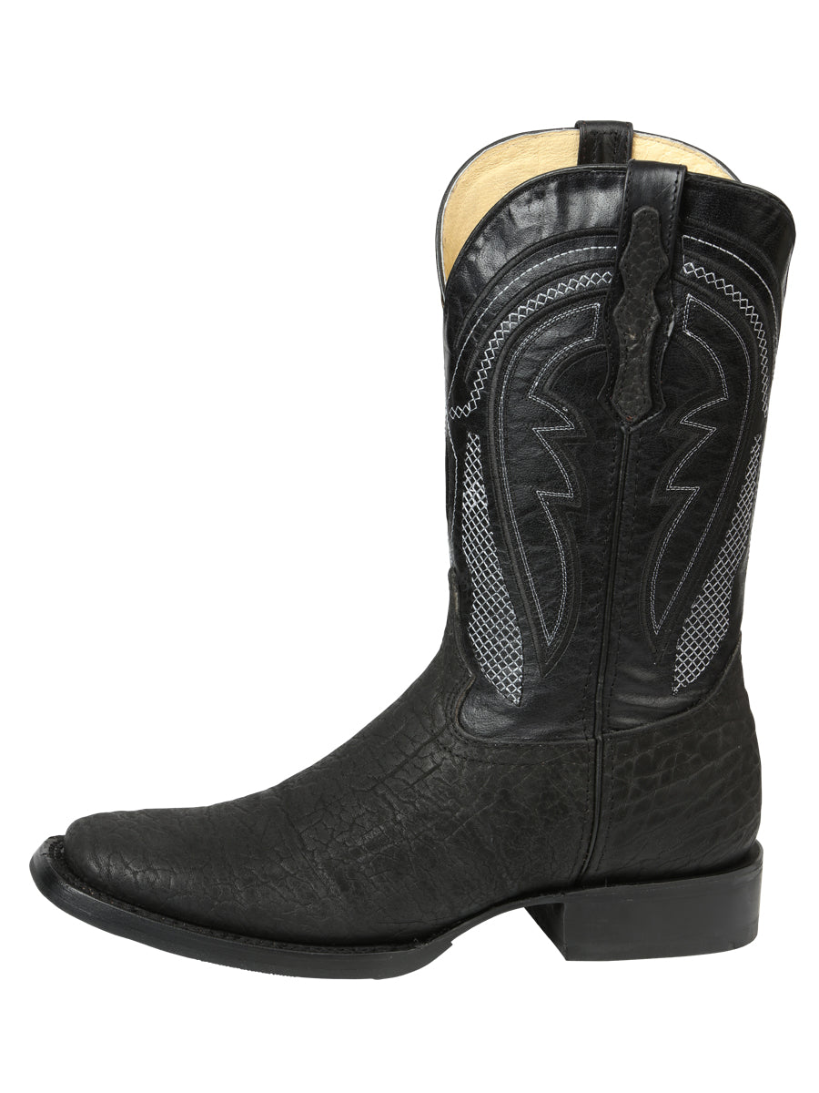 El General Men's Square Toe Western Boots - Black Cuello de Toro 45666