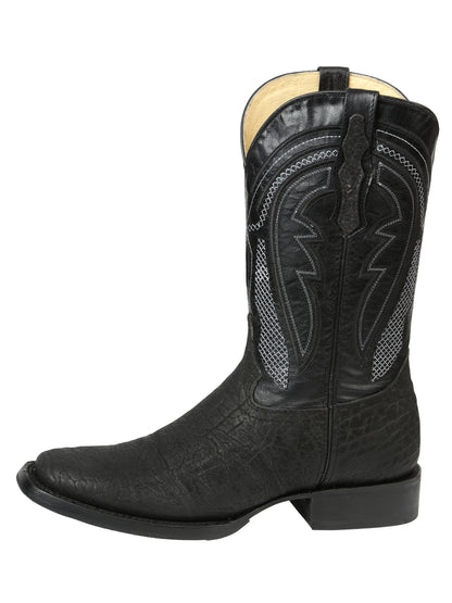 El General Men's Square Toe Western Boots - Black Cuello de Toro 45666