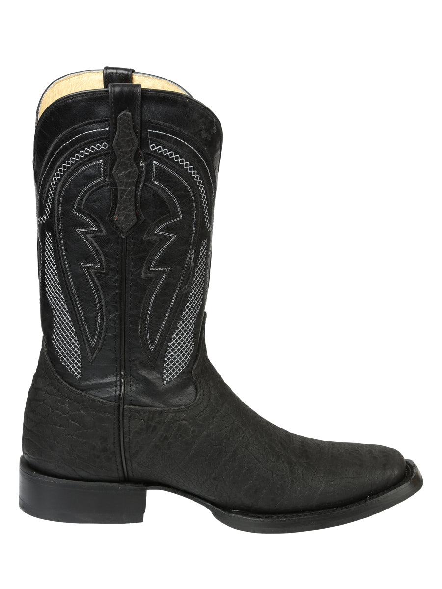 El General Men's Square Toe Western Boots - Black Cuello de Toro 45666