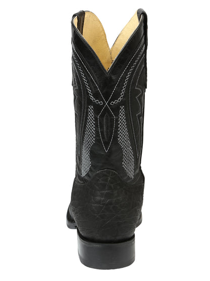 El General Men's Square Toe Western Boots - Black Cuello de Toro 45666