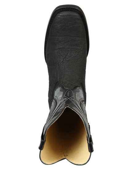 El General Men's Square Toe Western Boots - Black Cuello de Toro 45666
