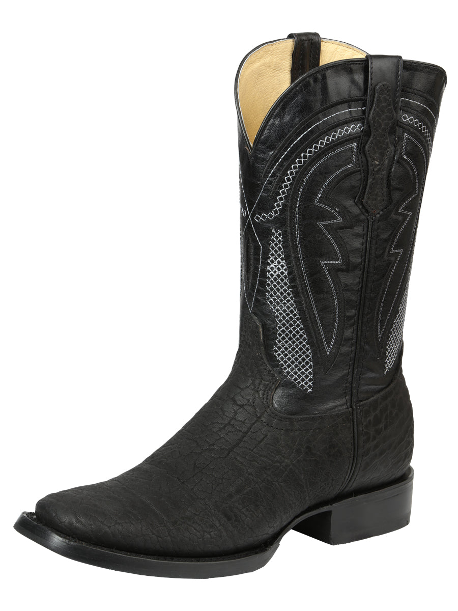 El General Men's Square Toe Western Boots - Black Cuello de Toro 45666