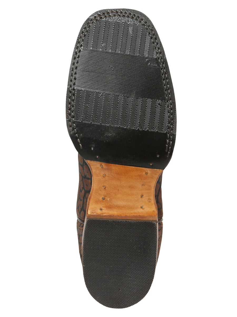 El General Men's Square Toe Cowboy Boot - Brown Cuello de Toro 45668