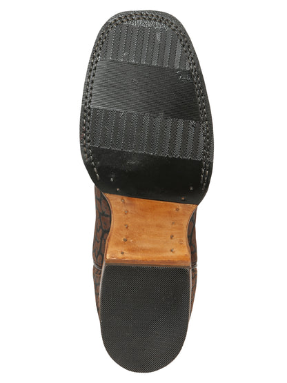 El General Men's Square Toe Cowboy Boot - Brown Cuello de Toro 45668