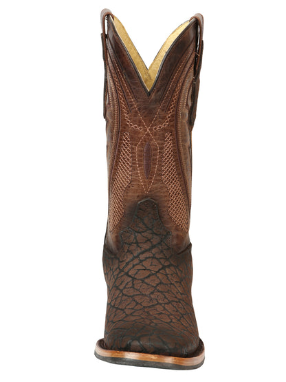 El General Men's Square Toe Cowboy Boot - Brown Cuello de Toro 45668