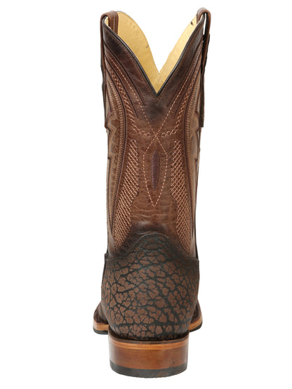 El General Men's Square Toe Cowboy Boot - Brown Cuello de Toro 45668