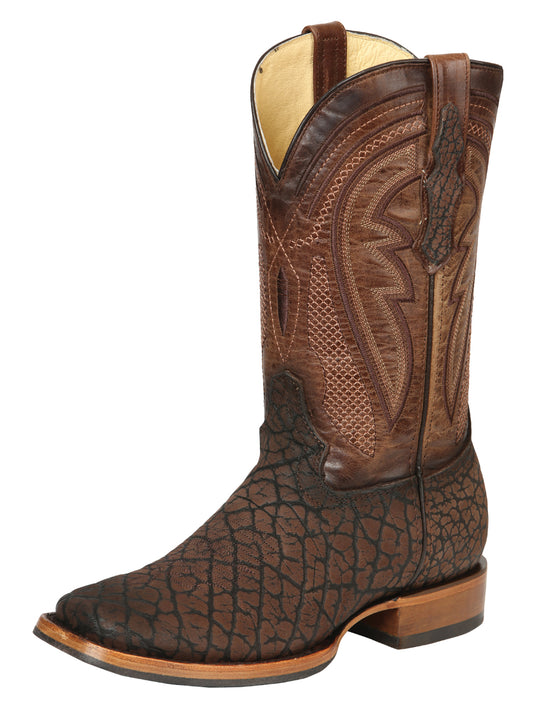 El General Men's Square Toe Cowboy Boot - Brown Cuello de Toro 45668